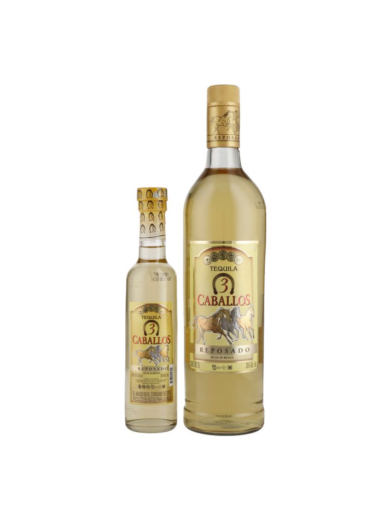 Tequila-Tres-Caballos-Rep-1L-C-Anf-250ml-Bodegas-Alianza