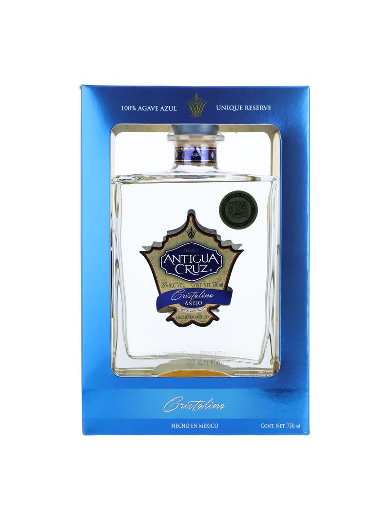 Tequila-Antigua-Cruz-Añejo-Cristalino-750ml-Bodegas-Alianza