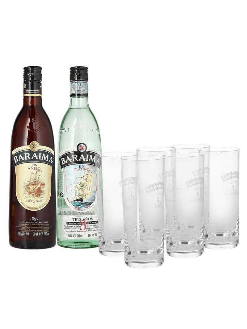 Ron-Baraima-Añejo-5-Años-750ml-Platino-750ml-C-6-Vasos