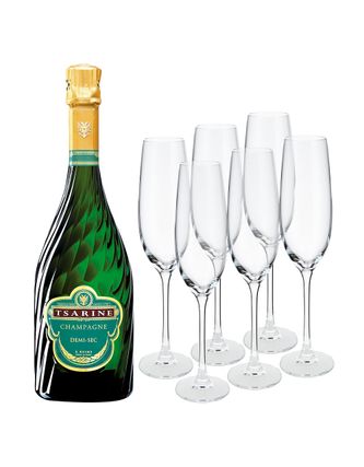Champagne Tsarine Demi-Sec C/6 Copas Bohemia Verona 750 ml