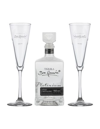Tequila Don Ramón Platinium Añejo Cristalino 700 ml C/2 copas
