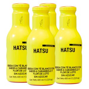 Bebida Hatsu sabor Carambolo y Flor Loto 400ml (4 pz) amarillo