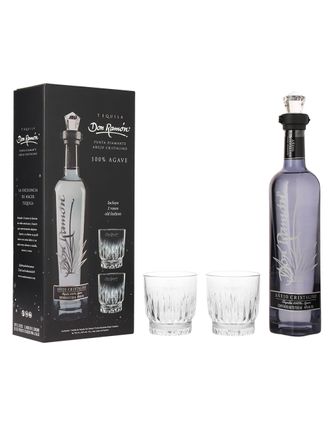 Tequila Don Ramón Añejo Cristalino Punta Diamante 750 ml C/2 Vasos