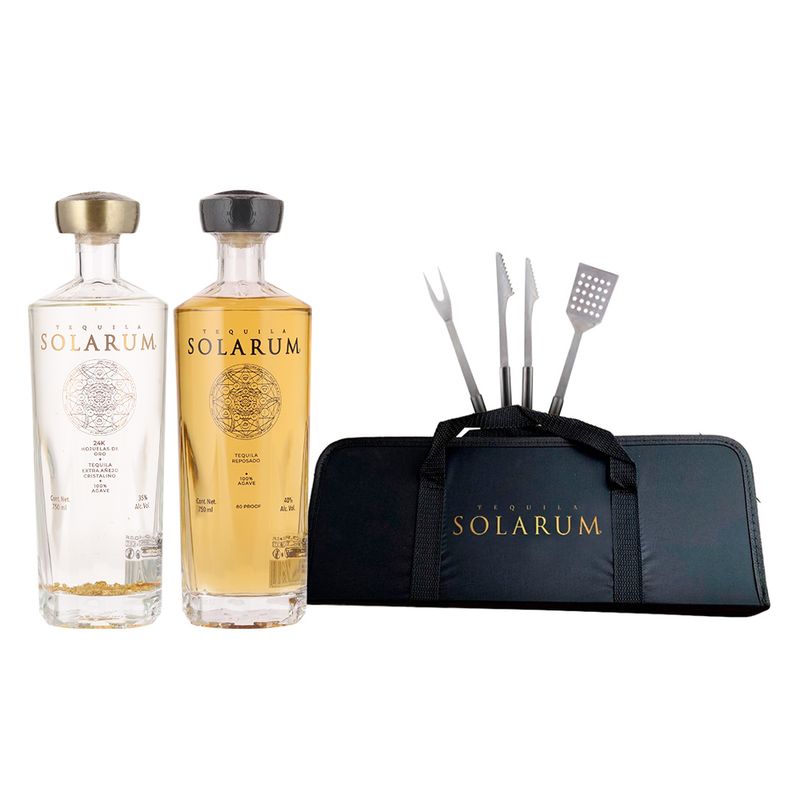 Tequila-Solarum-Extra-Añejo-Cristalino--Reposado-Set-Bbq-750-ml