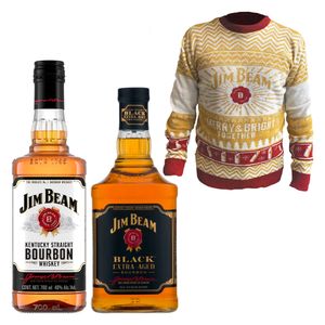 Bourbon Whiskey Jim Beam Black+White C/Sweater 750 ml