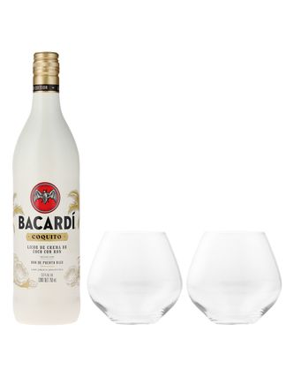 Licor De Crema De Coco Con Ron Bacardi Coquito+Vaso 580Ml 750 ml