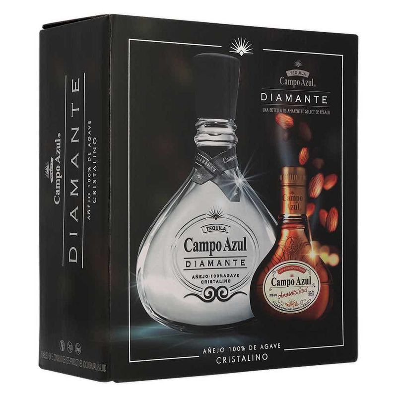 Tequila-Campo-Azul-Añejo-Cristalino-750-ml-C-Amareto-200-ml