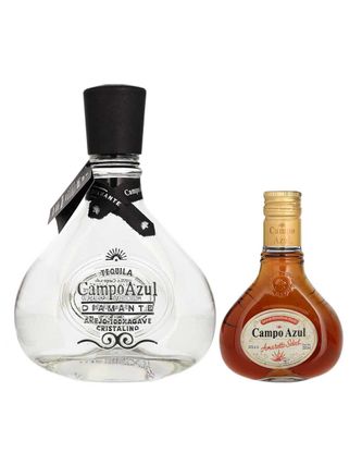 Tequila Campo Azul Añejo Cristalino 750 ml C/Amareto 200 ml