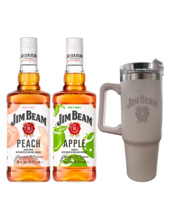 Licor Jim Beam Peach+Jim Beam Apple 700 ml C/Termo