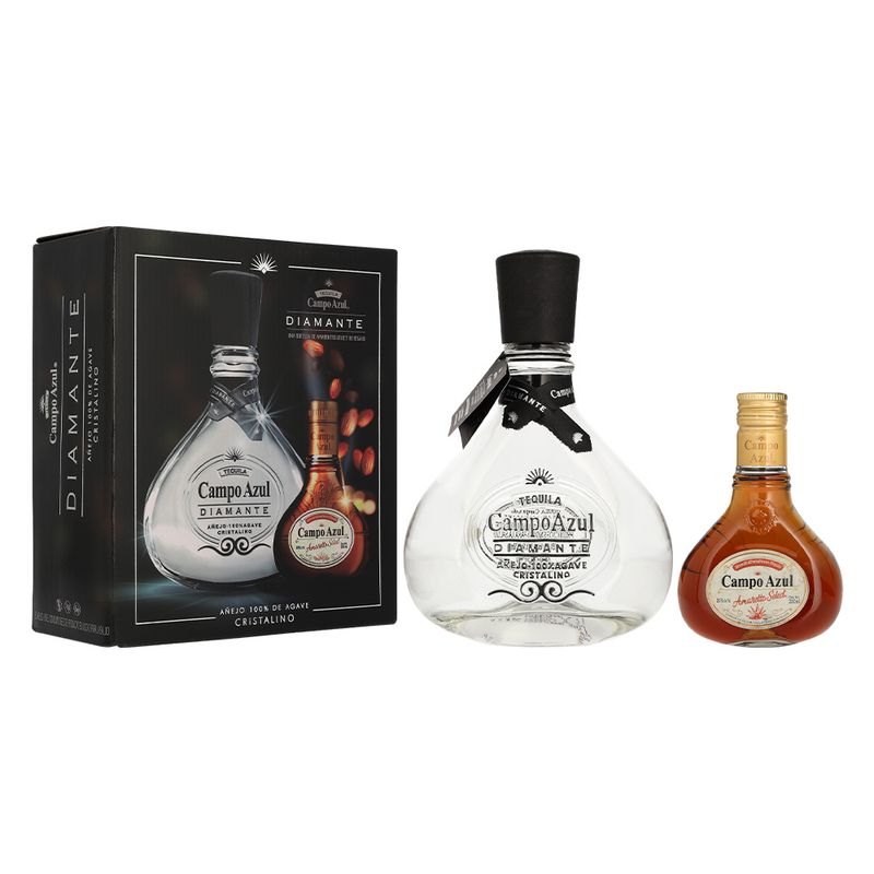 Tequila-Campo-Azul-Añejo-Cristalino-750-ml-C-Amareto-200-ml