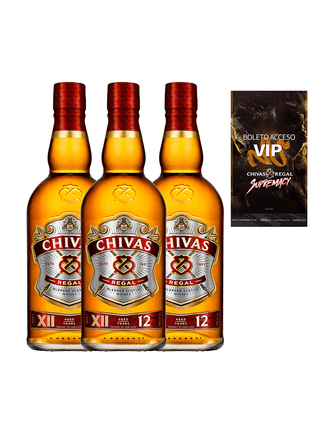 Whisky Chivas Regal 12 Años 750ml 3 botellas C/Boleto VIP