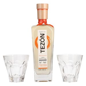 Tequila  Tezón Reposado 750 ml C/2 Vaso Karat