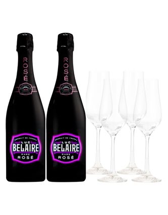 Vino Blanco Espumoso Luc Belaire Rare Rose Luminus 750ml 2 Botellas C/4 Copas