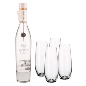 Tequila Avión Reserva Añejo Cristalino 750 ml C/4 Copas Maison